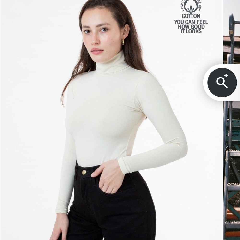 Los Angeles Apparel Cream Fitted Long Sleeve Top